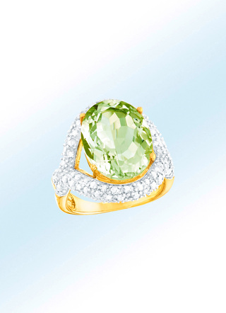 Strahlend schöner Damenring mit echt Amethyst und echt Weißtopas