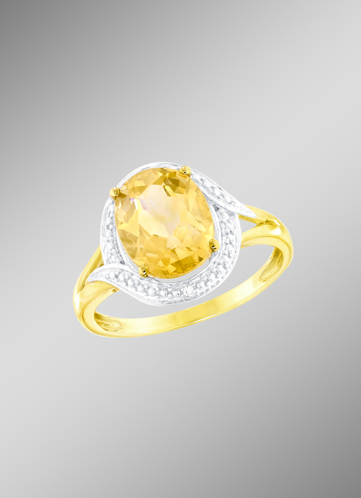 Ringe - Damenring mit echt Citrin und Diamanten, in Größe 160 bis 220, in Farbe  Ansicht 1