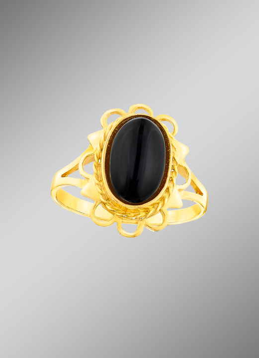 Ringe - Klassischer Damenring mit Onyx, in Größe 160 bis 220, in Farbe