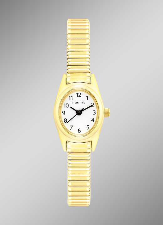 Zugband - Elegante Para-Quartz Damenuhr, in Farbe , in Ausführung gelbgoldfarben
