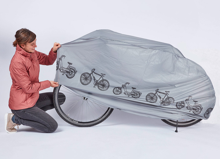 - Abdeckhülle für Fahrräder, Roller, Trikes, Elektromobile und Kabinenroller, in Farbe GRAU, in Ausführung für Fahrräder/E-Bikes, Mopeds und Roller