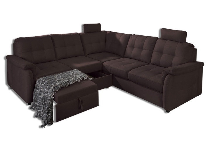 Polsterecken - Polsterecke mit Relaxfunktion und Bettkasten, in Farbe ESPRESSO, in Ausführung Auszug links (Relaxfunktion) Ansicht 1
