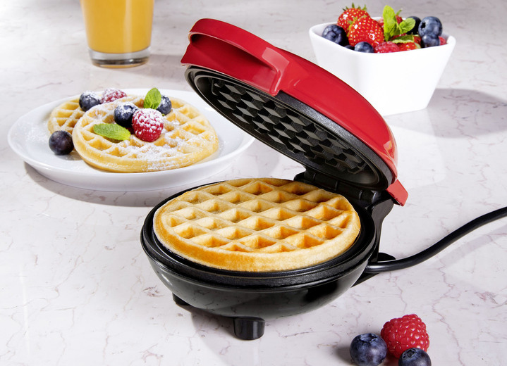 - Mini-Waffeleisen mit Antihaftbeschichtung, in Farbe ROT-SCHWARZ