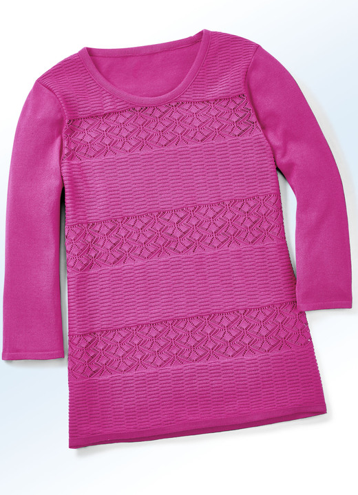 - Pullover mit Struktur- und Ajourmix, in Größe 036 bis 052, in Farbe FUCHSIA
