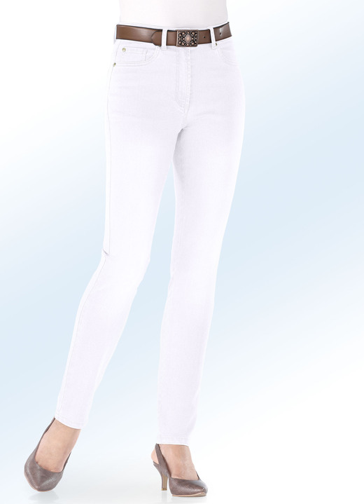 Hosen mit Knopf- und Reißverschluss - Basic-Jeans, in Größe 017 bis 052, in Farbe WEISS Ansicht 1