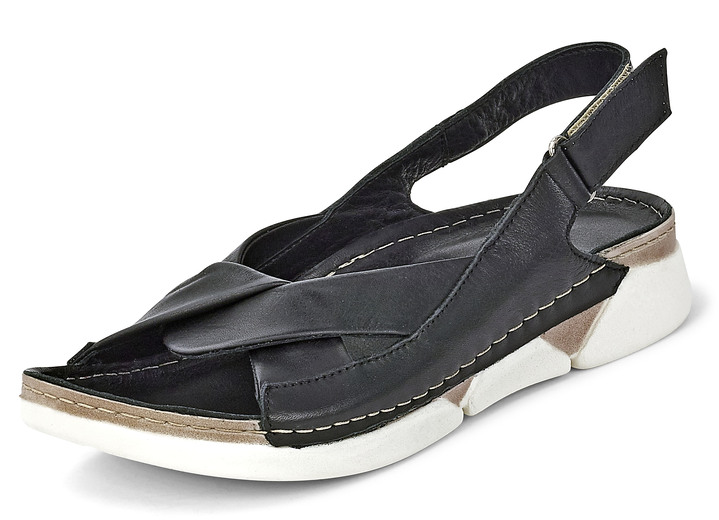 Sandaletten & Pantoletten - Sportive Sandalette aus schwarzem Rind-Nappaleder, in Größe 036 bis 041, in Farbe SCHWARZ
