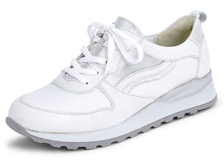 - Waldläufer Schnürschuh in modernem Dessin , in Größe 4 1/2 bis 9, in Farbe WEISS-SILBER Ansicht 1