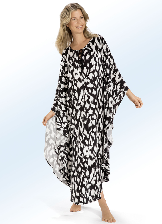 - Kaftan in Schlupfform, in Größe L bis XXL, in Farbe SCHWARZ-ECRU