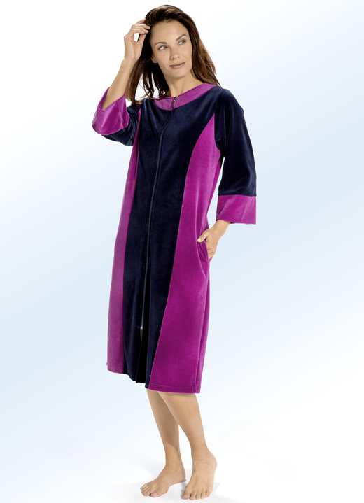 - Hauskleid mit rundem Halsausschnitt, in Größe 036 bis 054, in Farbe MARINE-FUCHSIA