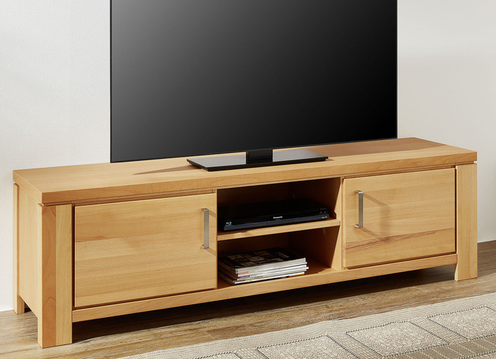 Vitrinen - Hochwertiges Möbelprogramm mit Massivholzfronten, in Farbe KERNBUCHE, in Ausführung TV-Longboard Ansicht 1
