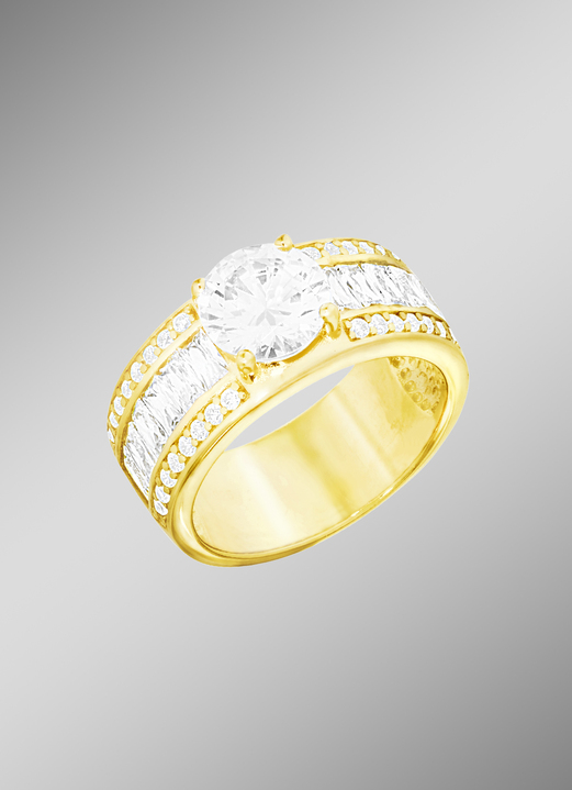 Ringe - Vergoldeter Damenring mit Zirkonia, in Größe 160 bis 220, in Farbe  Ansicht 1