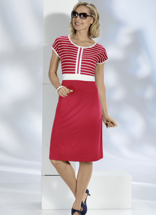 Kleider - Kleid mit Zierband, in Größe 036 bis 052, in Farbe ROT-ECRU Ansicht 1