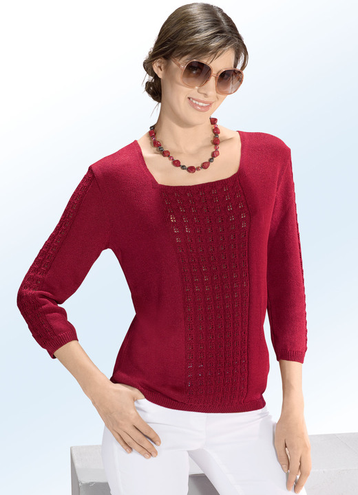 - Pullover mit elegantem Ajourdessin, in Größe L(44/46) bis XL(48/50), in Farbe ROT