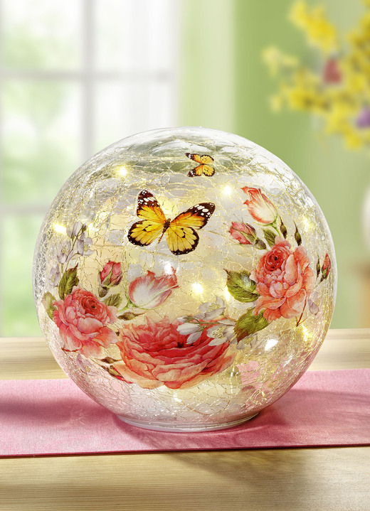 Oster-Dekorationen - Glaskugel mit Beleuchtung, in Farbe ROSÉ-GELB