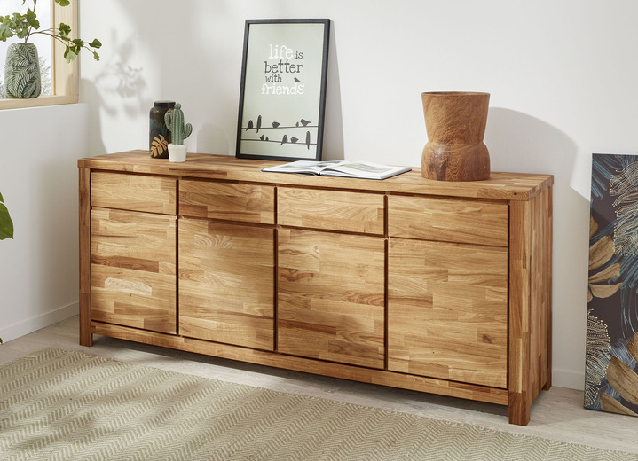 Sideboards - Möbelprogramm mit Massivholzfronten und Softclose, in Farbe WILDEICHE, in Ausführung Sideboard, 4-türig Ansicht 1