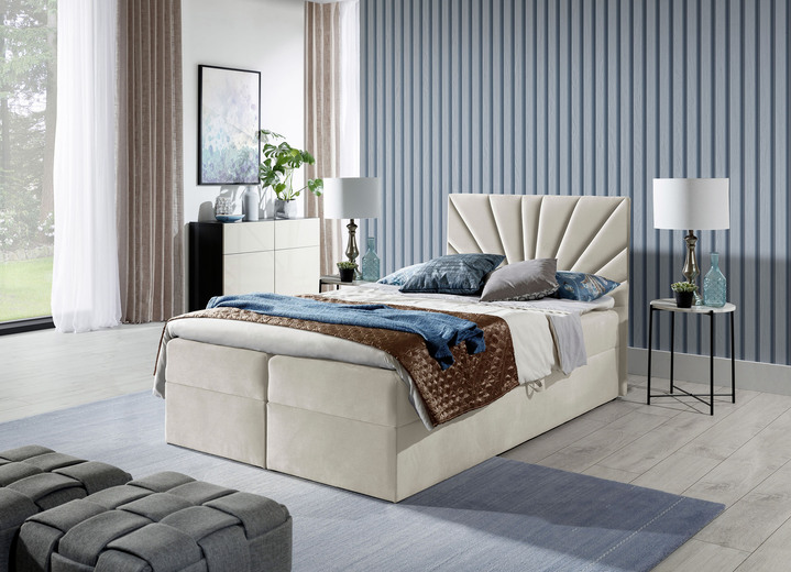 Boxspringbetten - Boxspringbett mit abnehmbaren Topper, in Farbe BEIGE Ansicht 1