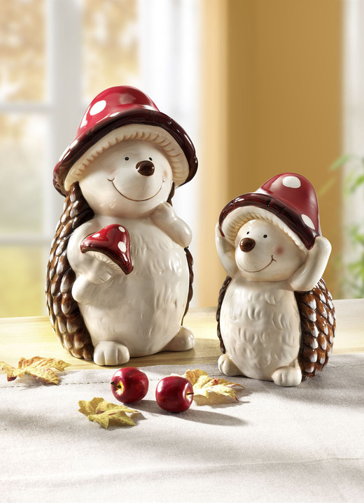 Figuren - Igel aus Dolomit, 2er-Set, in Farbe BRAUN-ROT