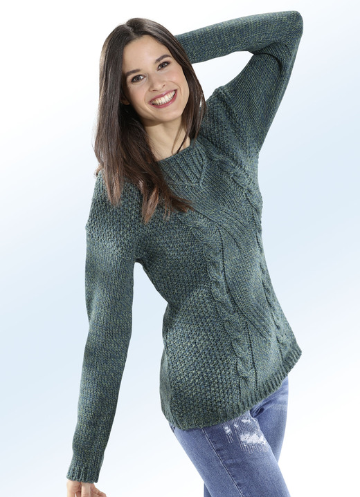 - Pullover mit Alpaka und tollem Melangeeffekt, in Größe L(44/46) bis XS(32/34), in Farbe PETROL-SEEGRÜN