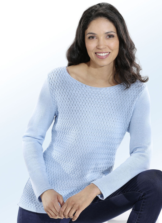 - Pullover mit nachhaltig recycelter Baumwolle, in Größe 048 bis 052, in Farbe BLEU Ansicht 1