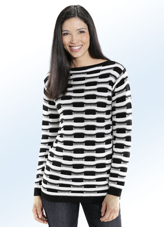 Pullover mit pfiffigem Struktur- und Streifendessin