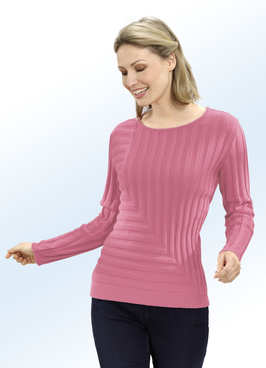 - Pullover mit dekorativem Rippendessin in 3 Farben, in Größe 038 bis 052, in Farbe ROSENHOLZ