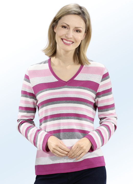 Pullover & Strickmode - Pullover in Feinstrick, in Größe 036 bis 050, in Farbe FUCHSIA-MULTICOLOR