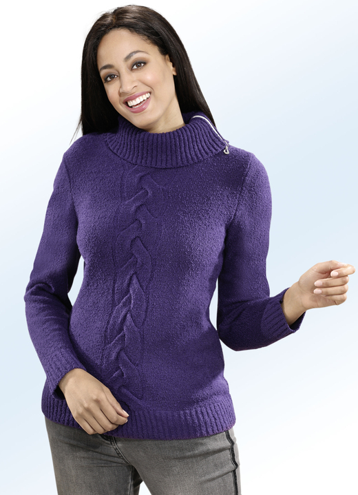 Pullover & Strickmode - Pullover aus kuscheliger Boucléqualität, in Farbe PFLAUME