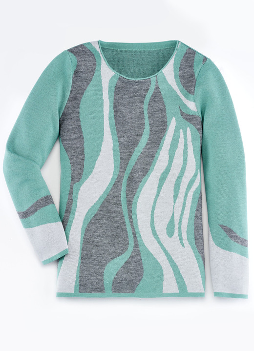- Pullover mit Melange-Effekt, in Größe 038 bis 054, in Farbe JADEGRÜN-GRAU-HELLGRAU