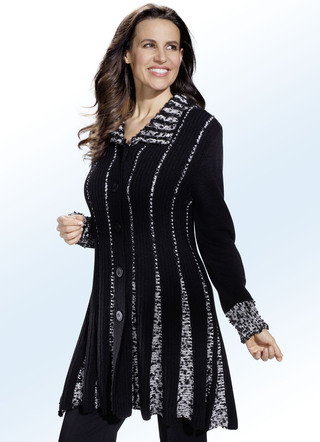 Long-Strickjacke in Garnmix
