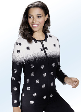Strickjacke mit Baumwolle und in Punktedessin