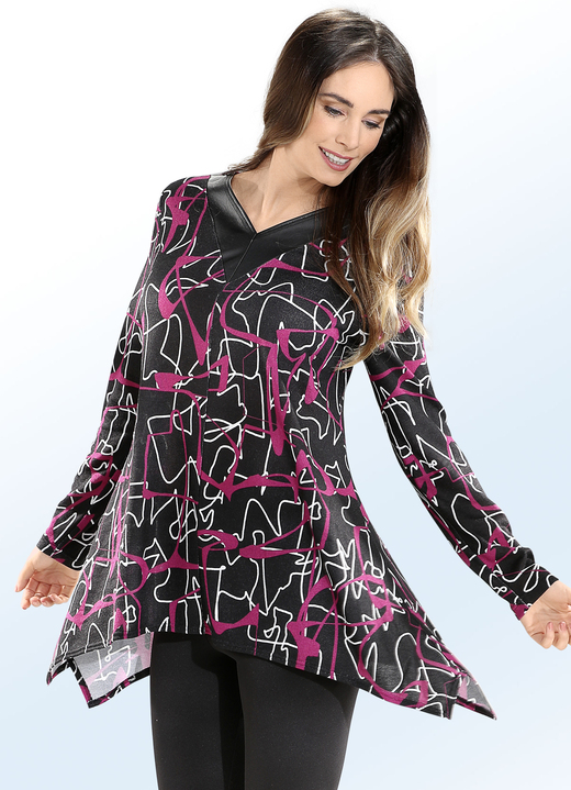 - Strick-Tunika in Materialmix, in Größe 040 bis 060, in Farbe FUCHSIA-SCHWARZ-WEISS