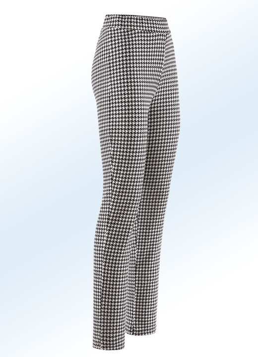 Hosen - Hose mit trendiger Hahnentritt-Dessinierung, in Größe 019 bis 058, in Farbe SCHWARZ-WEISS Ansicht 1