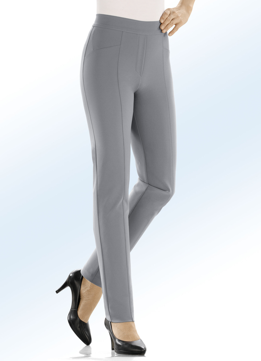 Hosen - Hose mit hübschen Ziersteppungen, in Größe 018 bis 054, in Farbe MITTELGRAU Ansicht 1