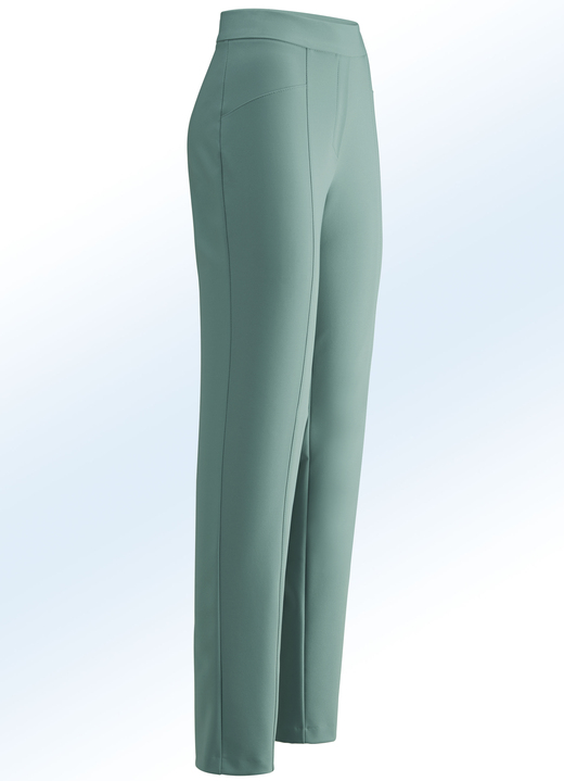 Hosen - Hose mit hübschen Ziersteppungen, in Größe 018 bis 054, in Farbe JADEGRÜN Ansicht 1