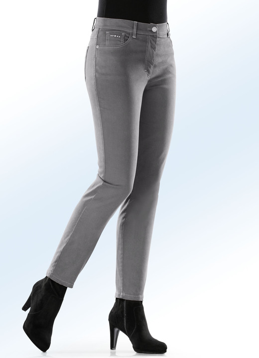 Hosen - Hose in 5-Pocket-Form mit softem Griff, in Größe 018 bis 054, in Farbe MITTELGRAU Ansicht 1