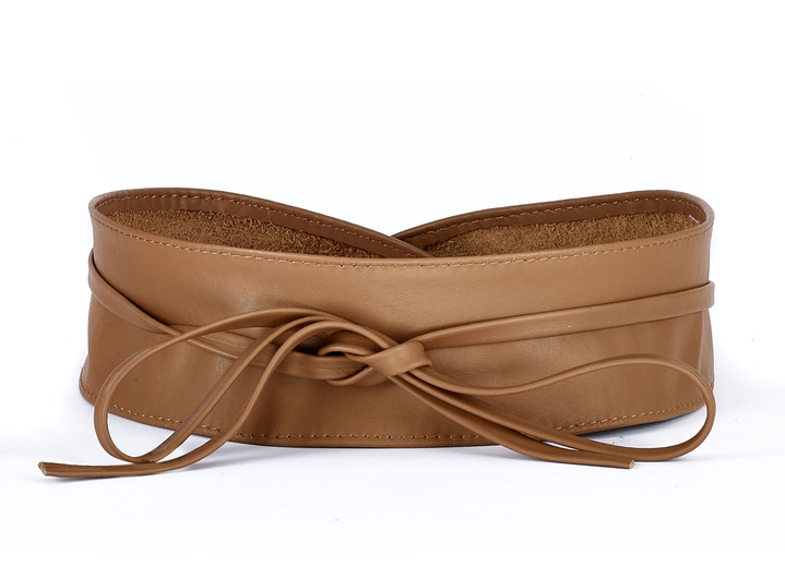 Gürtel - Modischer Leder-Bindegürtel, 8 cm breit , in Farbe COGNAC Ansicht 1