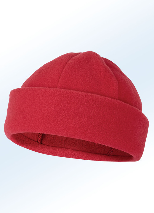 - Fleece-Mütze mit breitem Umschlag, in Farbe HELLROT Ansicht 1