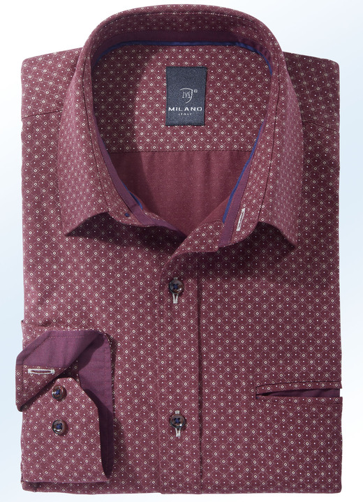 Hemden - Hemd in 4 Farben mit Brustpaspeltasche, in Größe 038 bis 048, in Farbe BORDEAUX