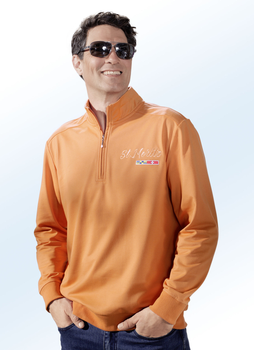 - Sweatshirt mit Lupetto-Kragen in 2 Farben, in Größe 044 bis 060, in Farbe ORANGE