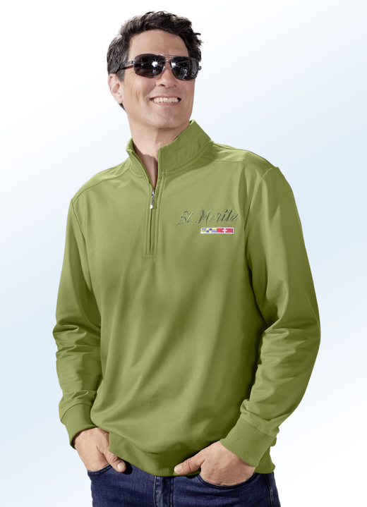 - Sweatshirt mit Lupetto-Kragen in 2 Farben, in Größe 044 bis 060, in Farbe GRÜN