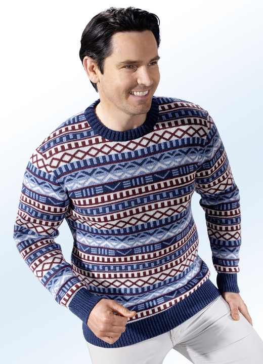 - Pullover mit tollem Jacquard-Dessin, in Größe 046 bis 060, in Farbe BLAU-BUNT