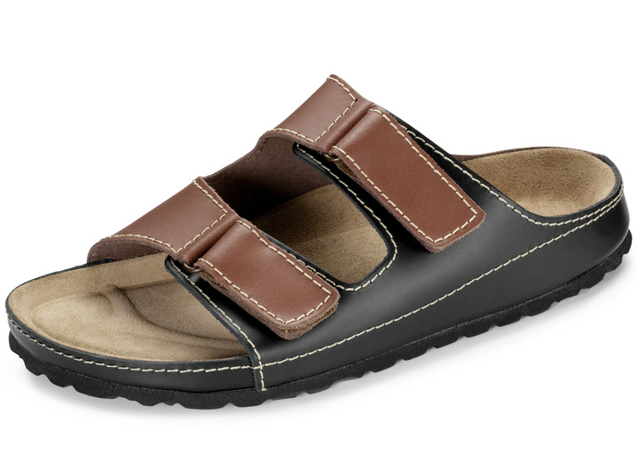 Sandalen & Pantoletten - GINO GALANTE Pantolette aus Rind-Nappaleder, in Größe 040 bis 046, in Farbe MARONE-SCHWARZ Ansicht 1