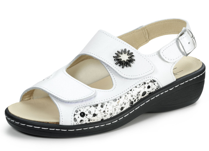 Sandaletten & Pantoletten - ELENA EDEN Sandale mit herausnehmbarem Leder-Kork-Fußbett, in Größe 036 bis 042, in Farbe WEIß Ansicht 1