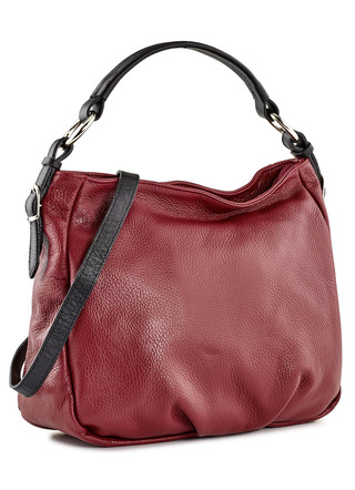 Tasche aus Kalbleder, mit kontrastfarbenem Riemen