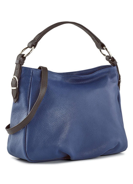 - Tasche aus Kalbleder, mit kontrastfarbenem Riemen, in Farbe BLAU