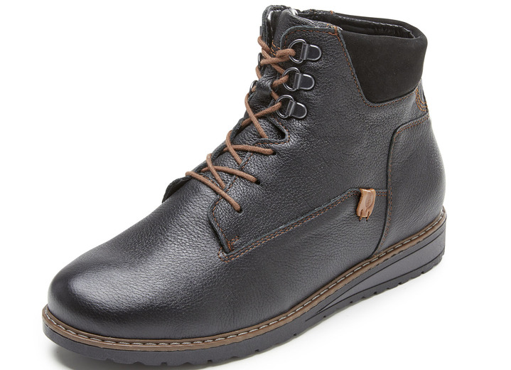 Stiefel & Stiefeletten - Waldläufer Schnür-Stiefelette mit Warmfutter aus reiner Baumwolle, in Größe 4 1/2 bis 9, in Farbe SCHWARZ Ansicht 1