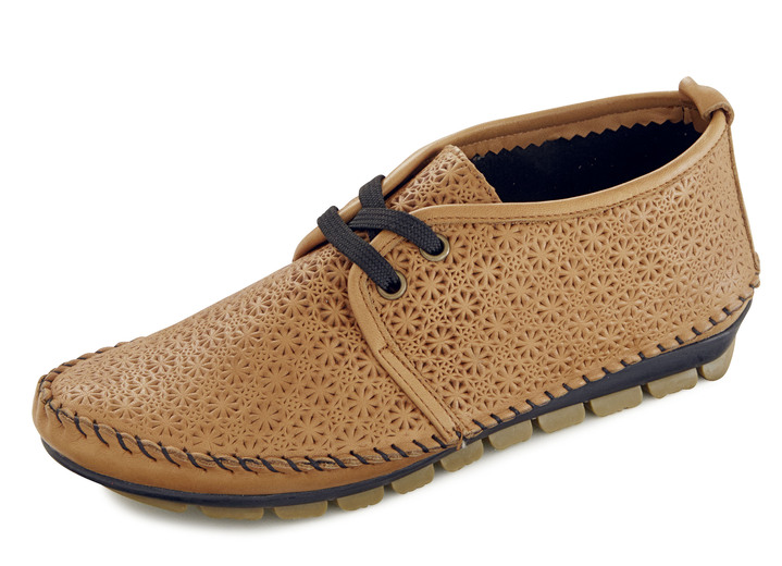 - Gemini Mokassin-Schnürschuh mit effektvoller Prägung, in Größe 036 bis 042, in Farbe COGNAC Ansicht 1