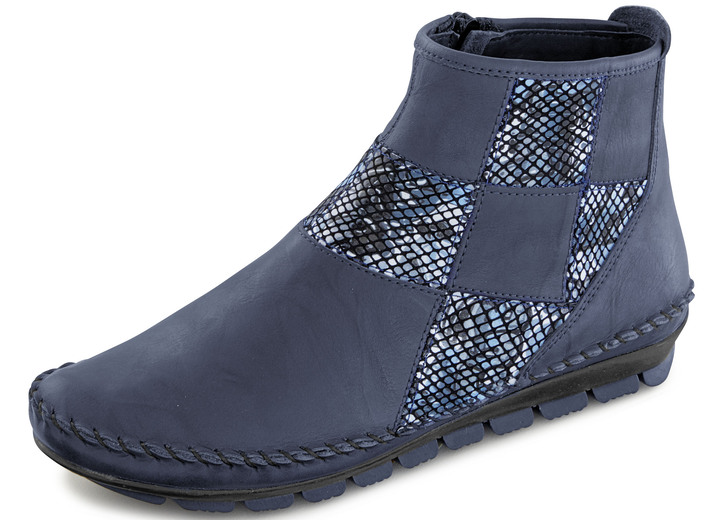 - Gemini Mokassin-Stiefeletten mit moderner Knitter-Struktur, in Größe 036 bis 042, in Farbe BLAU Ansicht 1