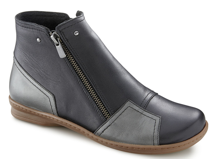 Stiefel & Stiefeletten - Gemini Stiefelette mit Zierreißverschluss, in Größe 036 bis 042, in Farbe SCHWARZ-GRAU Ansicht 1