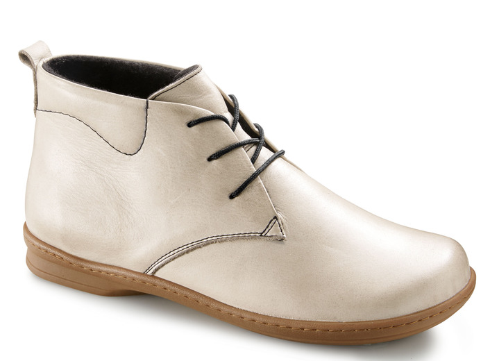 Gemini - Gemini Schnür-Stiefelette aus hochwertigem Leder, in Größe 036 bis 042, in Farbe KIESEL Ansicht 1
